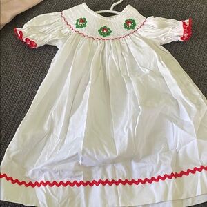 Festive wreath smocked dress